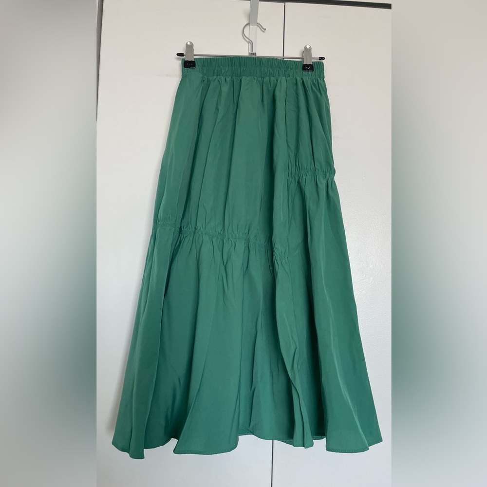 Shirring midi skirt
